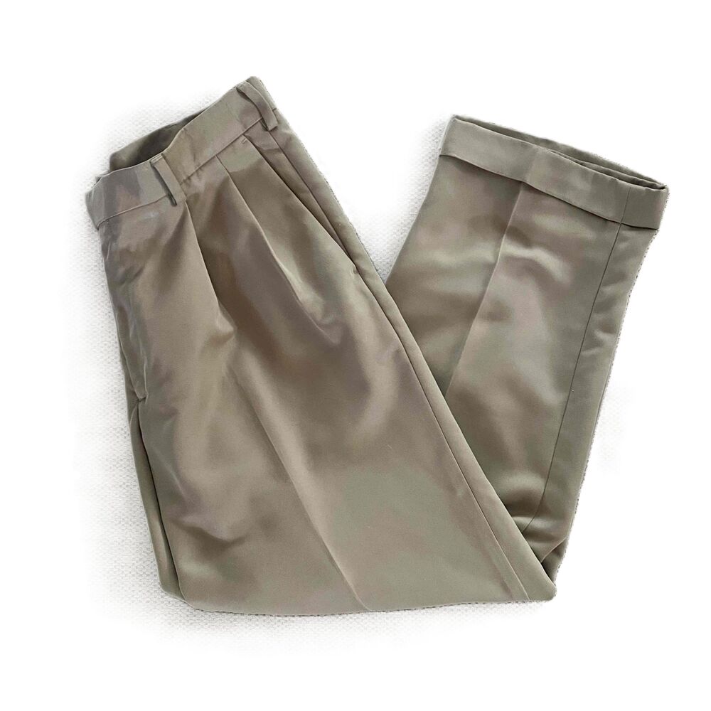 Savane Light Brown Pleated Cuffed Dress Pants Mens Size 36x30 Straight Leg Slack